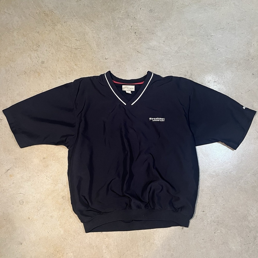 Cutter Buck Firestone Country Club Golf Wind Shirt Pullover Navy Blue Mens M